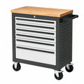 Servante d atelier 76 x 46 x 95 cm en acier noir blanc et bois avec 7 tiroirs verrouillables style industriel
