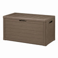 Coffre de rangement extérieur 120 x 61 x 63 cm en résine marron avec couvercle