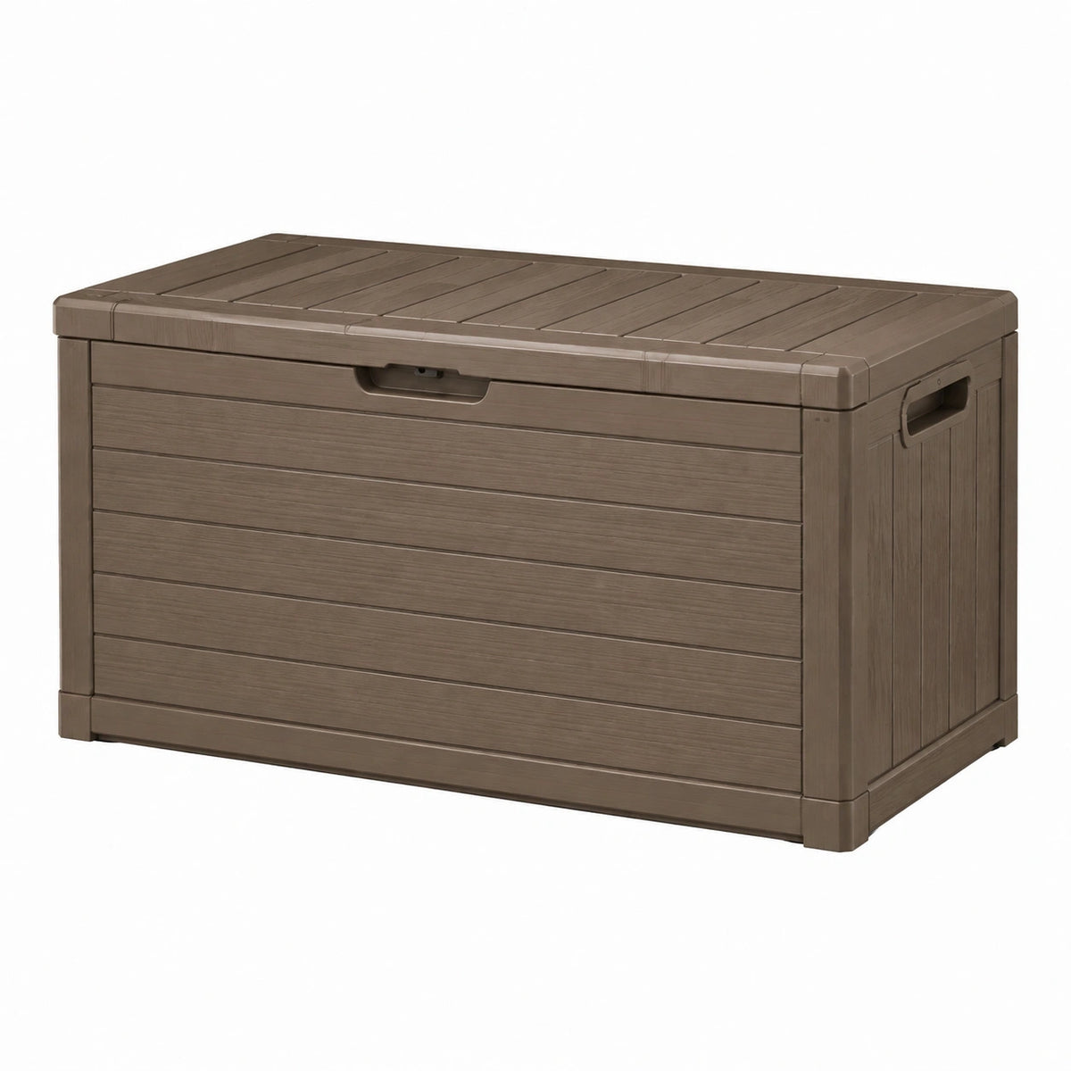 Coffre de rangement extérieur 120 x 61 x 63 cm en résine marron avec couvercle