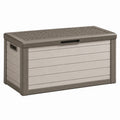Coffre de rangement extérieur 120 x 58 x 56 cm en résine gris taupe avec couvercle ventilé