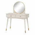 Coiffeuse 100 x 45 x 150 cm blanche en panneaux de bois avec miroir et 2 tiroirs style moderne