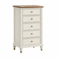 Commode 75 x 45 x 125 cm en bois beige et brun à 5 tiroirs style classique