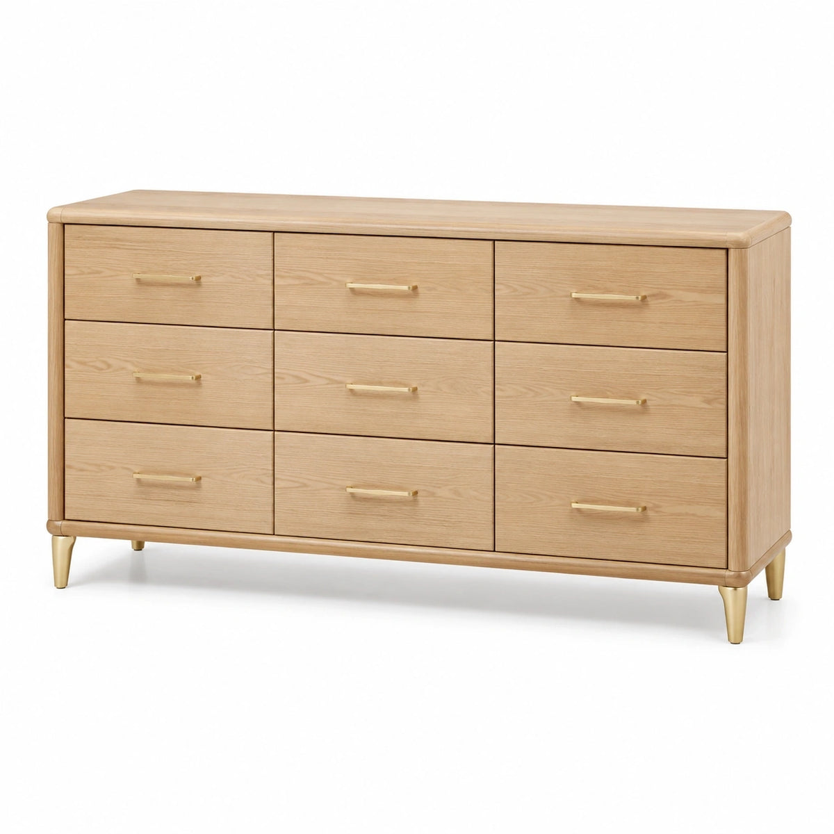 Commode 160 x 45 x 85 cm en bois naturel à 9 tiroirs style rétro