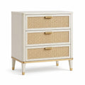 Commode 80 x 40 x 90 cm en bois blanc avec tiroirs cannage style rétro