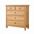 Commode 100 x 45 x 110 cm en bois chêne naturel à 5 tiroirs style classique