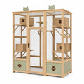 Chatterie 180 x 90 x 200 cm en bois naturel et métal vert sauge avec plateformes et niches