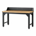 Établi 120 x 60 x 95 cm en bois et acier noir style industriel avec panneau perforé